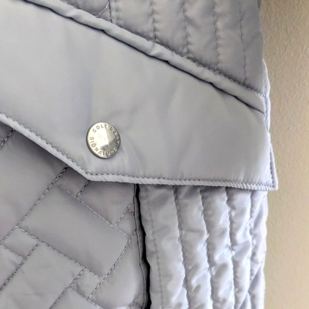 COLE HAAN Signature Quilted Hooded Jacket WOMEN'S S Small Outdoor Sky Blue MINT - Picture 11 of 15